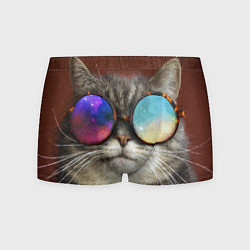 Мужские трусы A Cat with multicolored glasses