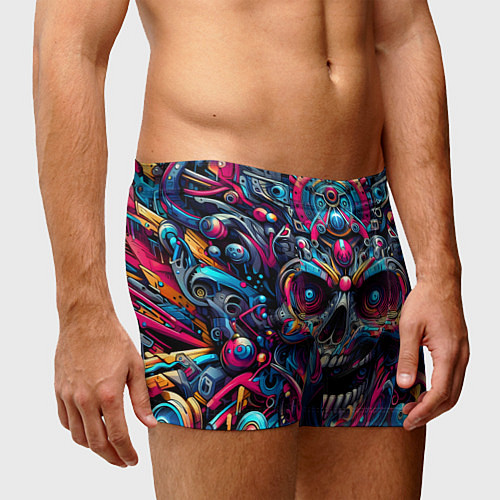 Мужские трусы Colorful cyber skull - pattern / 3D-принт – фото 3