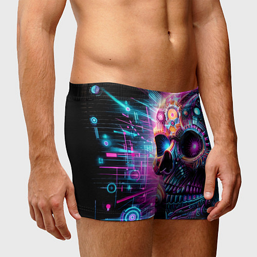Мужские трусы Neon cyber skull / 3D-принт – фото 3