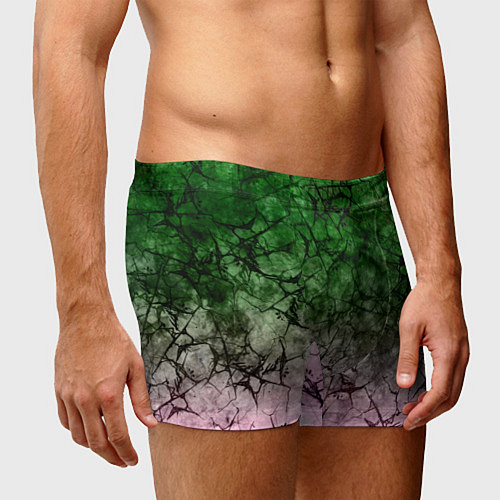 Мужские трусы Абстракция - green pink gradient in black web / 3D-принт – фото 3