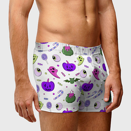 Мужские трусы Halloween purple pumpkin pattern / 3D-принт – фото 3
