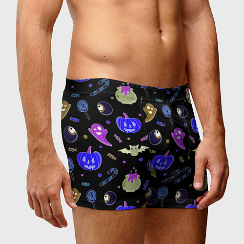 Мужские трусы Halloween blue black pumpkin / 3D-принт – фото 3
