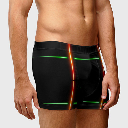 Мужские трусы Color black green orange lines / 3D-принт – фото 3