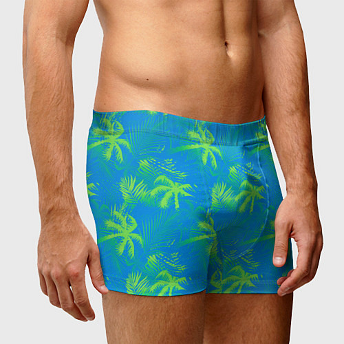 Мужские трусы Palm light green light blue / 3D-принт – фото 3
