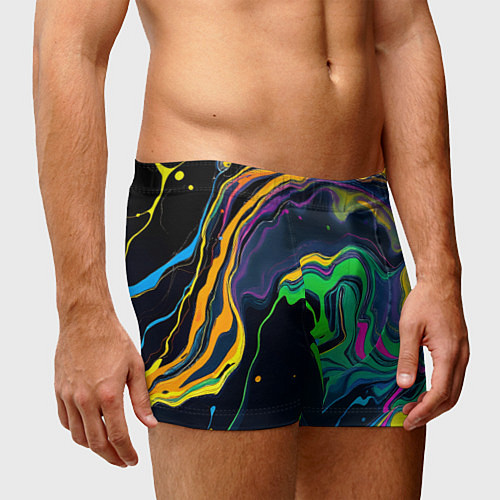 Мужские трусы Разводы и переливы разноцветной краски / 3D-принт – фото 3