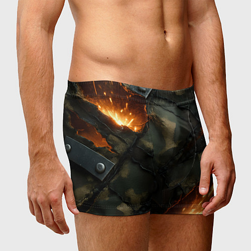 Мужские трусы Разорванный камуфляж с огнем / 3D-принт – фото 3