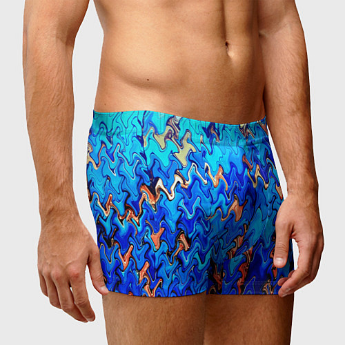 Мужские трусы Сине-голубой стекающая абстракция / 3D-принт – фото 3