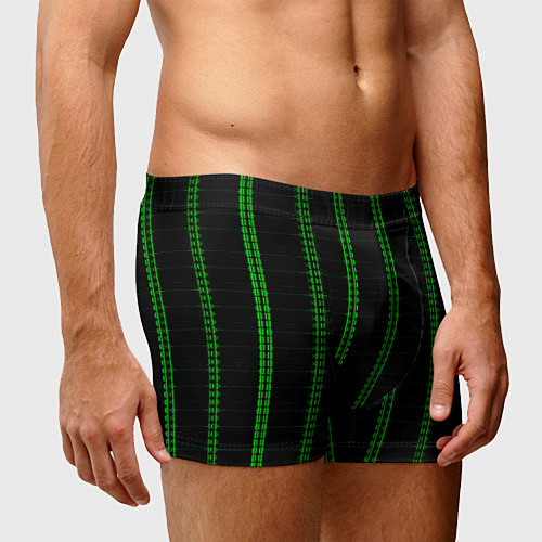 Мужские трусы Color black cage green stripes / 3D-принт – фото 3