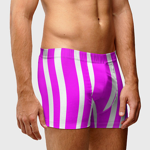 Мужские трусы Color white pink stripes / 3D-принт – фото 3