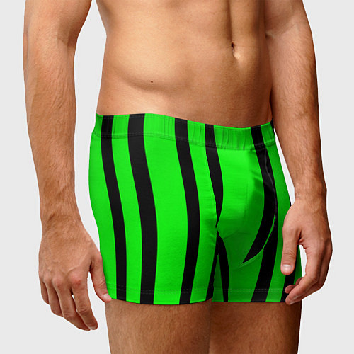 Мужские трусы Color black and green stripes / 3D-принт – фото 3