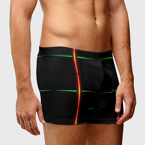 Мужские трусы Color black green orange stripes / 3D-принт – фото 3