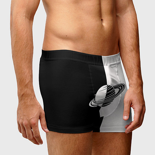 Мужские трусы Сатурн черно-белый / 3D-принт – фото 3
