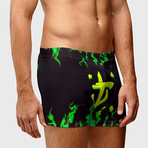Мужские трусы Doom зелёный огонь / 3D-принт – фото 3