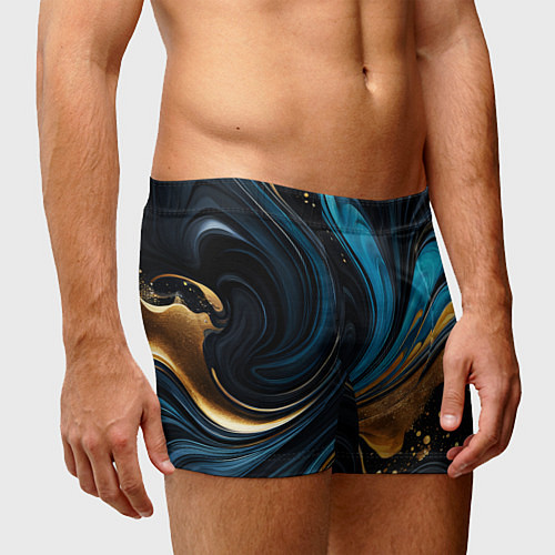 Мужские трусы Сине-золотая абстракция / 3D-принт – фото 3