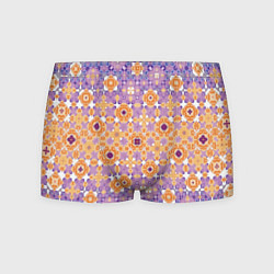 Трусы-боксеры мужские Узорчатая метаморфоза сиренево-оранжевая, цвет: 3D-принт