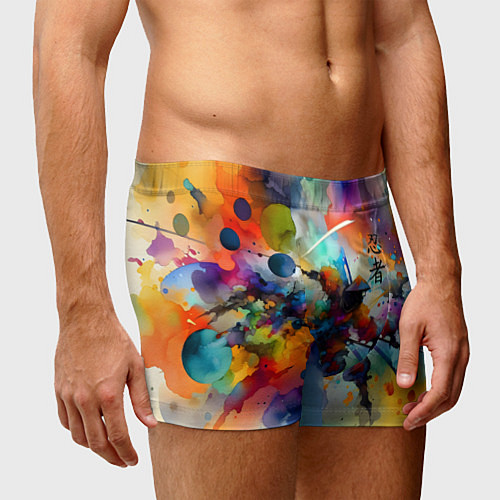 Мужские трусы Ninja - watercolor impressionism / 3D-принт – фото 3