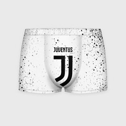 Трусы-боксеры мужские Juventus черные краски всплеск, цвет: 3D-принт