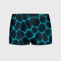 Трусы-боксеры мужские Неоновые голубые соты, цвет: 3D-принт