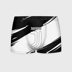 Трусы-боксеры мужские Ювентус черно белые полосы, цвет: 3D-принт