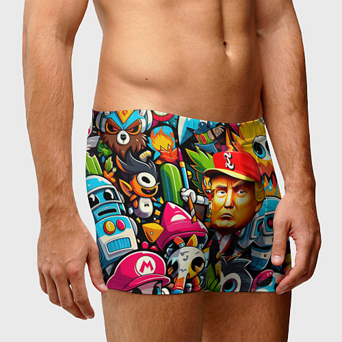 Мужские трусы Дональд Трамп в компании мультяшных персонажей / 3D-принт – фото 3