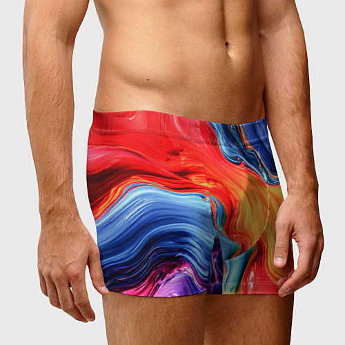 Мужские трусы Красно-синие масляные краски смешение абстракция / 3D-принт – фото 3