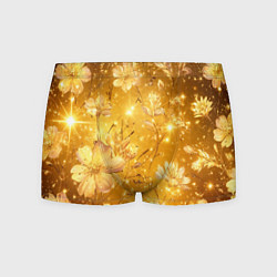 Трусы-боксеры мужские Цветочный золотой с искрами, цвет: 3D-принт