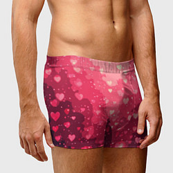 Трусы-боксеры мужские Розовый с сердечками паттерн, цвет: 3D-принт — фото 2