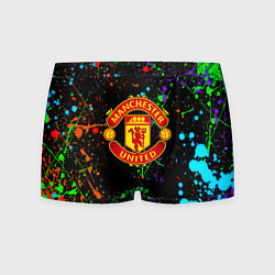 Трусы-боксеры мужские Манчестер Юнайтед неоновые краски, цвет: 3D-принт