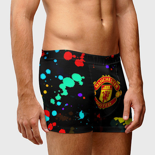 Мужские трусы Манчестер Юнайтед краски неон / 3D-принт – фото 3