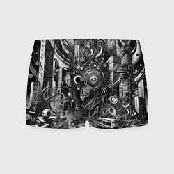 Трусы-боксеры мужские Cyber urban skull - ai art fantasy, цвет: 3D-принт