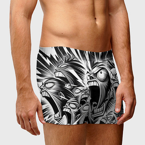 Мужские трусы Орущие рожицы и чёрные молнии - нейроарт / 3D-принт – фото 3