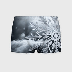 Трусы-боксеры мужские Снежинка на черно белое, цвет: 3D-принт