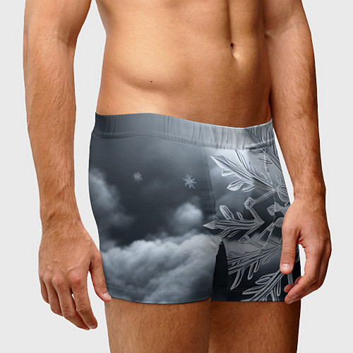Мужские трусы Снежинка на черно белое / 3D-принт – фото 3