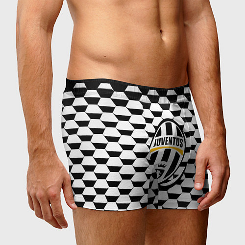 Мужские трусы Juventus геометрия черно белая / 3D-принт – фото 3