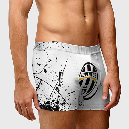 Мужские трусы Ювентус черные краски всплеск / 3D-принт – фото 3