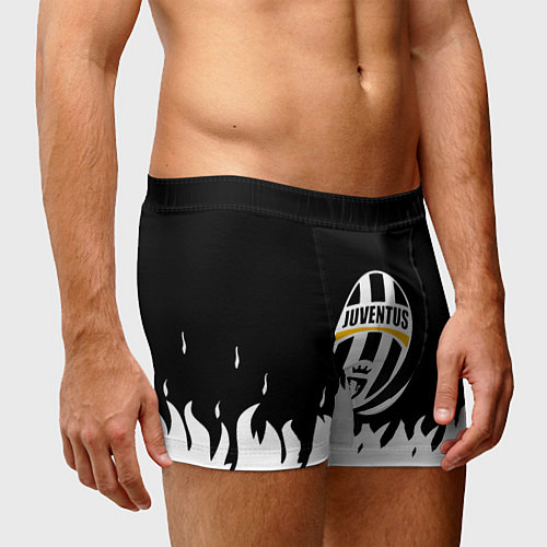 Мужские трусы Ювентус белый огонь текстура / 3D-принт – фото 3