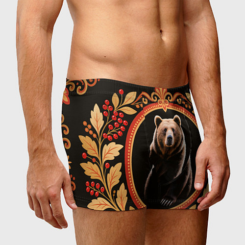 Мужские трусы Медведь в орнаменте / 3D-принт – фото 3