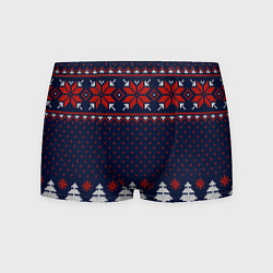 Трусы-боксеры мужские Новогодний вязаный узор, цвет: 3D-принт