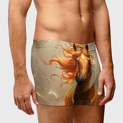 Мужские трусы Огненная лошадь и золото / 3D-принт – фото 3