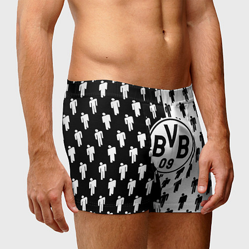 Мужские трусы Borussia черно белые люди / 3D-принт – фото 3