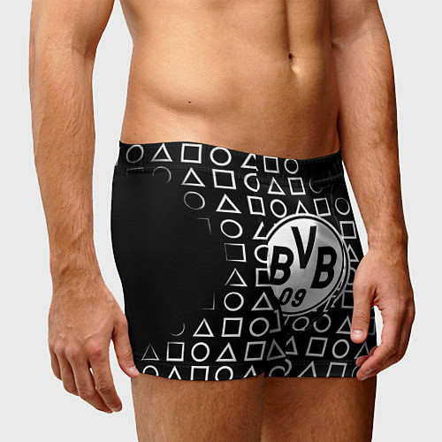 Мужские трусы Borussia геометрия черно белая / 3D-принт – фото 3