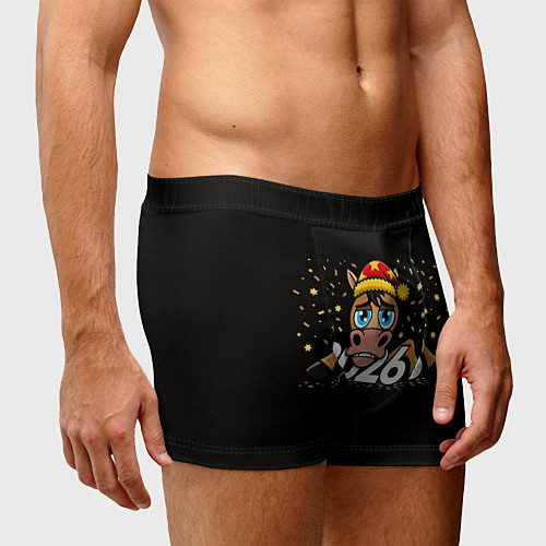 Мужские трусы Недовольный новогодний конь / 3D-принт – фото 3