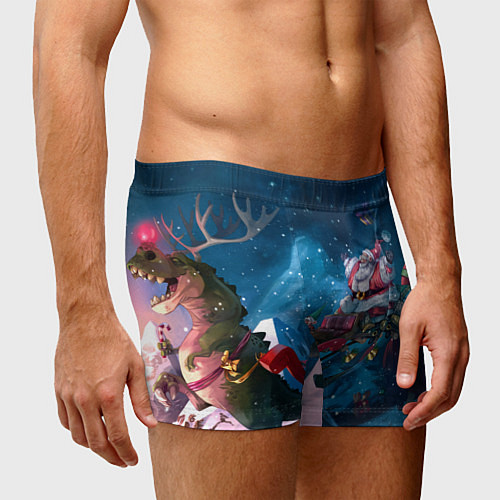 Мужские трусы Санта с динозавром / 3D-принт – фото 3