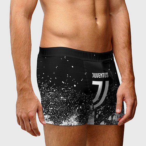 Мужские трусы Ювентус всплеск белых красок / 3D-принт – фото 3