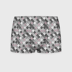 Трусы-боксеры мужские Цветочный серо-розовый узор ретро, цвет: 3D-принт