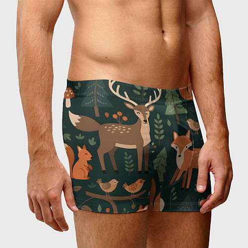 Мужские трусы В лесу с животными / 3D-принт – фото 3