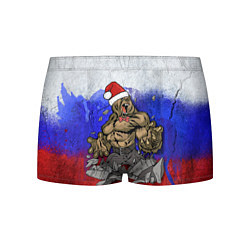 Трусы-боксеры мужские Новогодний медведь РФ, цвет: 3D-принт