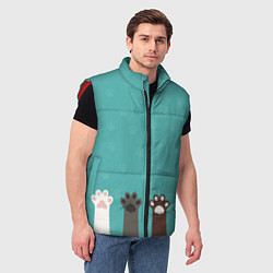 Мужской жилет Лапки котеек, цвет: 3D-красный — фото 2