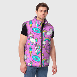 Мужской жилет Сказочные единороги, цвет: 3D-светло-серый — фото 2