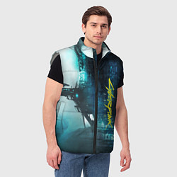 Мужской жилет Cyberpunk 2077: Techno, цвет: 3D-светло-серый — фото 2